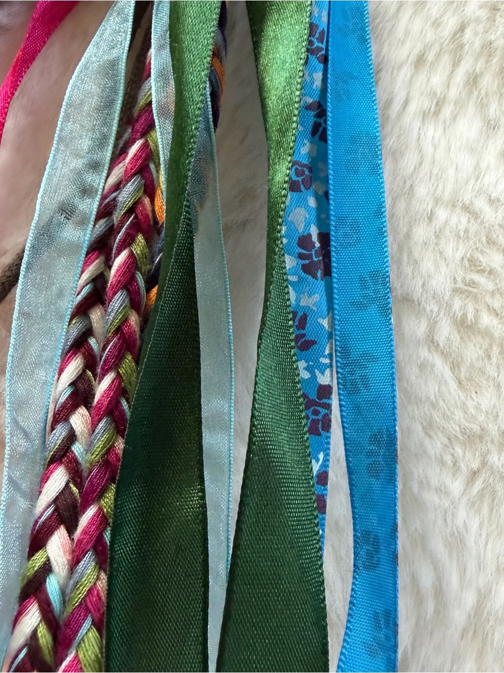 Handmade Boho Patchwork Denim Belt Art Ribbon Lace Up Festival OOAK - Picture 14 of 15